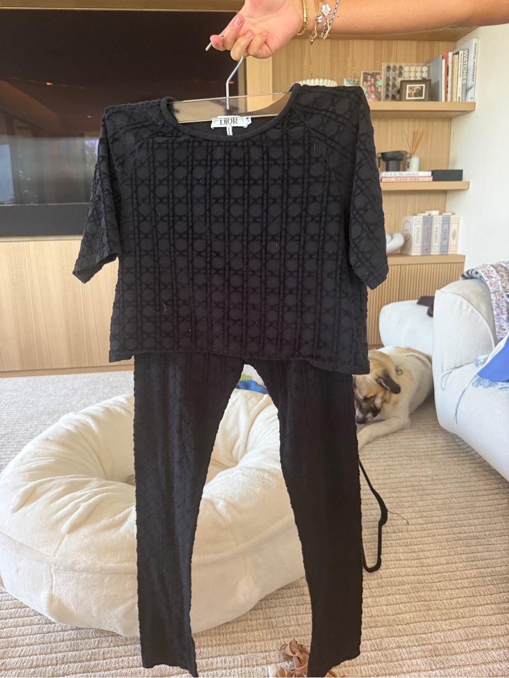 Dior Black Lace-Effect Legging Set